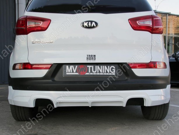 Накладка (юбка) заднего бампера "JSW Style" для KIA Sportage (3rd) (2010-2016) купить недорого с доставкой в Рязань