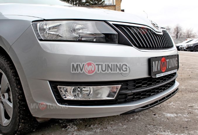 Спойлер переднего бампера (под покраску) для Skoda Rapid (2012-н.в.) купить недорого с доставкой в Рязань